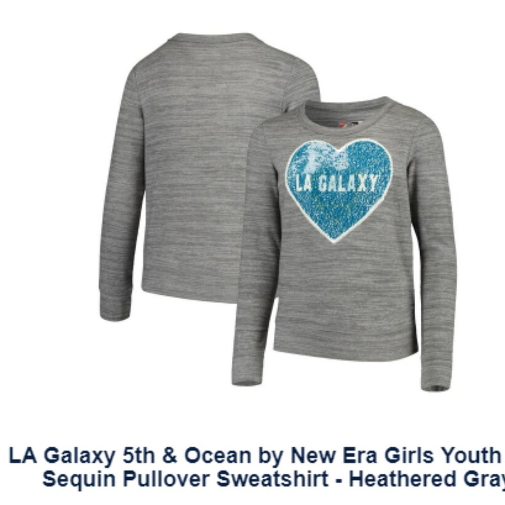 LA Galaxy 5th & Ocean by New Era Girls Youth Flip Sequin Pullover Sweatshirt